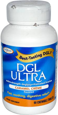 DGL Ultra, Caramel Cream Flavored, 90 Chewable Tablets by Enzymatic Therapy-Kosttillskott, Hälsa