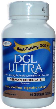 DGL Ultra, German Chocolate Flavored, 90 Chewable Tablets by Enzymatic Therapy-Kosttillskott, Hälsa
