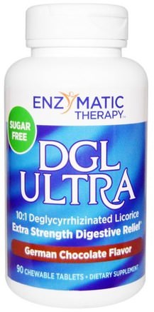 DGL Ultra, Sugar Free, German Chocolate Flavor, 90 Chewable Tablets by Enzymatic Therapy-Kosttillskott, Hälsa