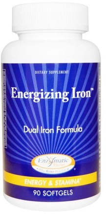 Energizing Iron, Dual Iron Formula, 90 Softgels by Enzymatic Therapy-Kosttillskott, Mineraler, Järn