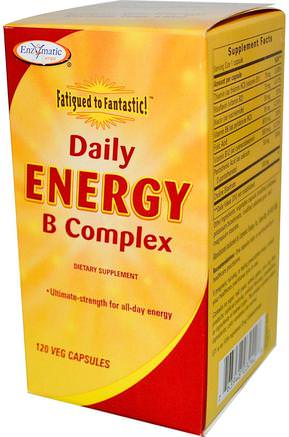 Fatigue to Fantastic!, Daily Energy B Complex, 120 Veggie Caps by Enzymatic Therapy-Vitaminer, Vitamin B-Komplex, Binjur