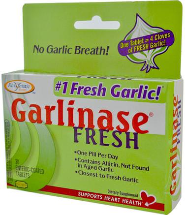 Garlinase Fresh, 30 Enteric-Coated Tablets by Enzymatic Therapy-Kosttillskott, Vitlök