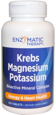 Krebs Magnesium Potassium, Bioactive Mineral Complex, 120 Tablets by Enzymatic Therapy-Kosttillskott, Mineraler, Magnesium, Kalium