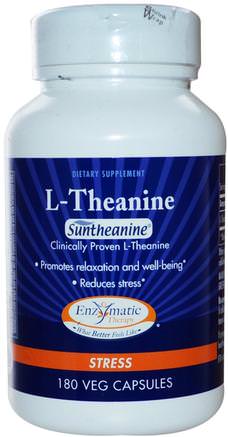 L-Theanine, Stress, 180 Veggie Caps by Enzymatic Therapy-Sverige