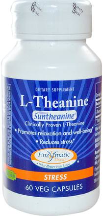L-Theanine, Stress, 60 Veggie Caps by Enzymatic Therapy-Hälsa, Anti Stress, Kosttillskott, L Teanin