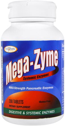 Mega-Zyme, Systemic Enzymes, 200 Tablets by Enzymatic Therapy-Kosttillskott, Enzymer