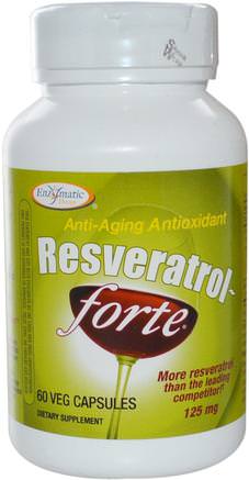 Resveratrol~Forte, 125 mg, 60 Veggie Caps by Enzymatic Therapy-Kosttillskott, Resveratrol