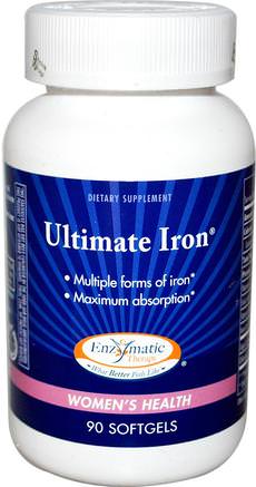Ultimate Iron, Womens Health, 90 Softgels by Enzymatic Therapy-Kosttillskott, Mineraler, Järn