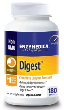 Digest, Complete Enzyme Formula, 180 Capsules by Enzymedica-Kosttillskott, Matsmältningsenzymer