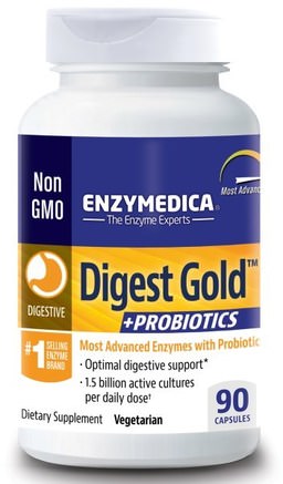 Digest Gold + Probiotics, 90 Capsules by Enzymedica-Kosttillskott, Probiotika, Stabiliserade Probiotika
