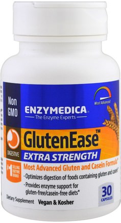 GlutenEase, Extra Strength, 30 Capsules by Enzymedica-Kosttillskott, Matsmältningsenzymer