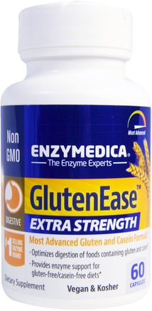 GlutenEase, Extra Strength, 60 Capsules by Enzymedica-Kosttillskott, Matsmältningsenzymer