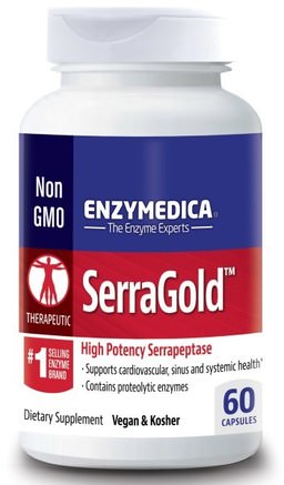 SerraGold, High Activity Serrapeptase, 60 Capsules by Enzymedica-Kosttillskott, Enzymer, Serrapeptas