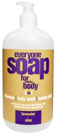 Everyone Soap for Every Body, 3 In One, Lavender + Aloe, 32 fl oz (946 ml) by EO Products-Bad, Skönhet, Hår, Hårbotten, Schampo, Balsam