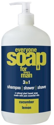 Everyone Soap for Every Man, 3 in 1, Cucumber + Lemon, 32 fl oz (960 ml) by EO Products-Bad, Skönhet, Hår, Hårbotten, Schampo, Balsam, Rakning