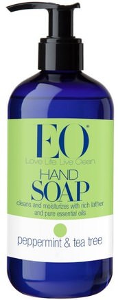 Hand Soap, Peppermint & Tea Tree, 12 fl oz (355 ml) by EO Products-Bad, Skönhet, Tvål