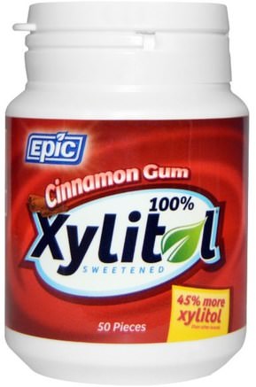 100% Xylitol Sweetened, Cinnamon Gum, 50 Pieces by Epic Dental-Bad, Skönhet, Oral Tandvård, Tandvårdsmynt, Tuggummi, Xylitol Oral Vård
