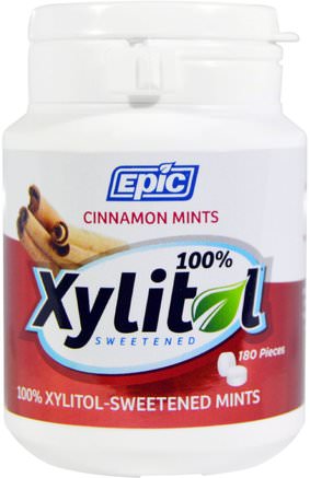 100% Xylitol-Sweetened, Cinnamon Mints, 180 Pieces by Epic Dental-Bad, Skönhet, Oral Tandvård, Xylitol Gummi Godis