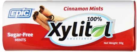 100% Xylitol Sweetened, Cinnamon Mints, Sugar-Free, 30 g by Epic Dental-Bad, Skönhet, Oral Tandvård, Xylitol Gummi Godis