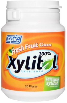 100% Xylitol Sweetened, Fresh Fruit Gum, 50 Pieces by Epic Dental-Bad, Skönhet, Oral Tandvård, Tandvårdsmynt, Tuggummi, Xylitolgummi Godis