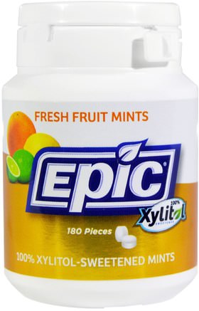 100% Xylitol Sweetened, Fresh Fruit Mints, 180 Pieces by Epic Dental-Bad, Skönhet, Oral Tandvård, Xylitol Gummi Godis