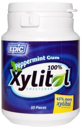 100% Xylitol Sweetened, Peppermint Gum, 50 Pieces by Epic Dental-Bad, Skönhet, Muntlig Tandvård, Tandvårdsmynt, Tuggummi