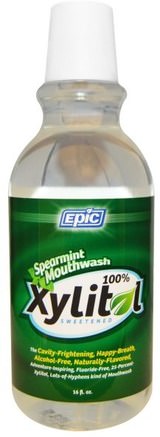 100% Xylitol Sweetened, Spearmint Mouthwash, 16 fl oz by Epic Dental-Bad, Skönhet, Oral Tandvård, Xylitol Oral Vård, Munvatten