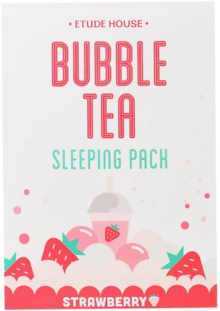 Bubble Tea Sleeping Pack, Strawberry, 3.5 oz (100 g) by Etude House-Sverige