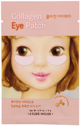Collagen Eye Patch, 2 Patches, 0.14 oz (4 g) by Etude House-Skönhet, Ansiktsmasker, Arkmaskar