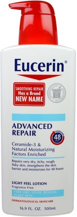 Advanced Repair, Light Feel Lotion, Fragrance Free, 16.9 fl oz (500 ml) by Eucerin-Bad, Skönhet, Body Lotion, Eucerin Reparation