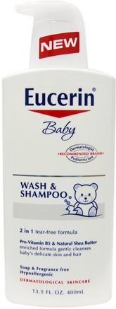 Baby, Wash & Shampoo, Fragrance Free, 13.5 fl oz (400 ml) by Eucerin-Bad, Skönhet, Duschgel, Barn Kroppsvask, Barn Duschgel