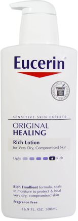 Original Healing, Rich Lotion, Fragrance Free, 16.9 fl oz (500 ml) by Eucerin-Bad, Skönhet, Body Lotion, Eucerin Dagliga Fukt