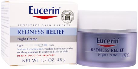 Redness Relief, Dermatological Skincare, Night Creme, 1.7 oz (48 g) by Eucerin-Skönhet, Ansiktsvård, Eucerin Ansiktsvård, Hudtyp Rosacea, Känslig Hud