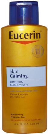 Skin Calming, Dry Skin Body Wash, Fragrance Free, 8.4 fl oz (250 ml) by Eucerin-Eucerin Kroppsvask, Eucerin Lugn