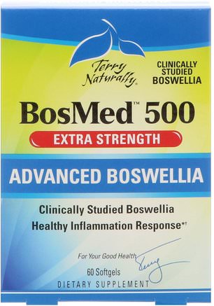 Terry Naturally, BosMed 500, Extra Strength, Advanced Boswellia, 500 mg, 60 Softgels by EuroPharma-Kosttillskott, Hälsa, Kvinnor, Boswellia