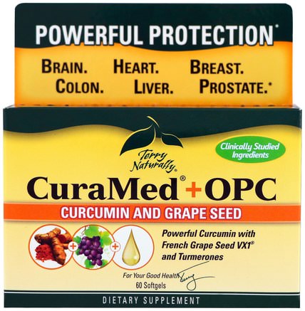 Terry Naturally, CuraMed + OPC, Curcumin and Grape Seed, 60 Softgels by EuroPharma-Hälsa