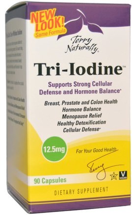 Terry Naturally, Tri-Iodine, 12.5 mg, 90 Capsules by EuroPharma-Kosttillskott, Mineraler, Jod