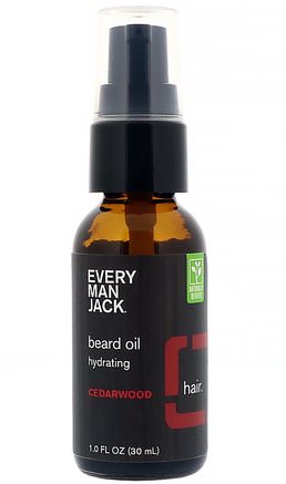 Beard Oil, Hydrating, Cedarwood, 1.0 fl oz (30 ml) by Every Man Jack-Hälsa, Män