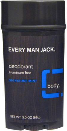 Deodorant, Signature Mint, 3.0 oz (88 g) by Every Man Jack-Bad, Skönhet, Deodorant