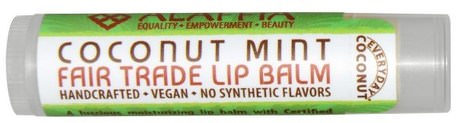 Fair Trade Lip Balm, Coconut Mint, 0.15 oz (4.25 g) by Everyday Coconut-Bad, Skönhet, Läppvård, Läppbalsam