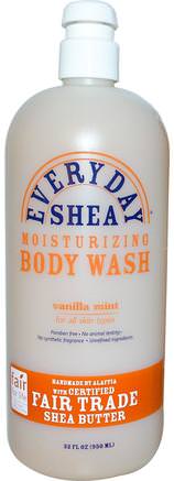 Moisturizing Body Wash, Vanilla Mint, 32 fl oz (950 ml) by Everyday Shea-Bad, Skönhet, Duschgel