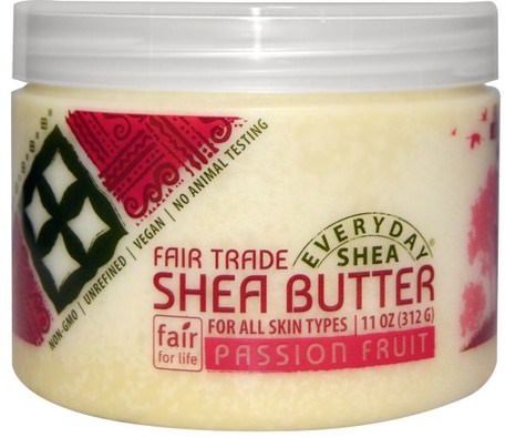 Shea Butter, Passion Fruit, 11 oz (312 g) by Everyday Shea-Bad, Skönhet, Sheasmör