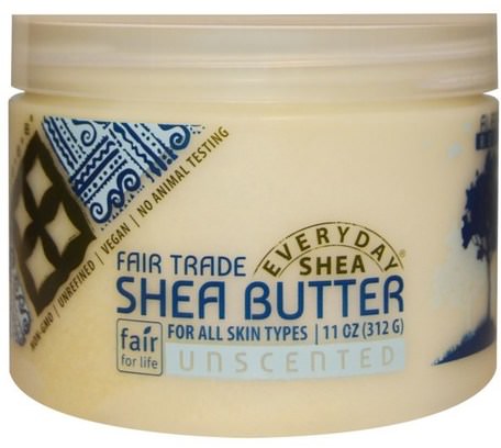 Shea Butter, Unscented, 11 oz (312 g) by Everyday Shea-Bad, Skönhet, Sheasmör