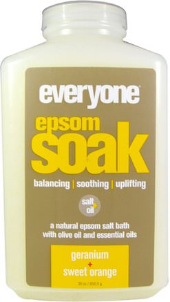 Epsom Soak, Geranium + Sweet Orange, 30 oz (850.5 g) by Everyone-Bad, Skönhet, Badsalter