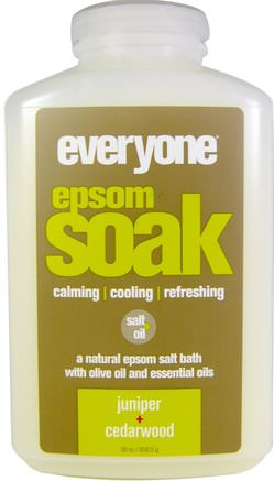 Epsom Soak, Juniper + Cedarwood, 30 oz (850.5 g) by Everyone-Bad, Skönhet, Badsalter