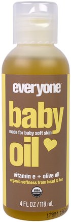 Organic Baby Oil, Vitamin E+ Olive Oil, 4 fl oz (118 ml) by Everyone-Barns Hälsa, Diapering, Babypulveroljor, Bad, Skönhet, Kroppsvård
