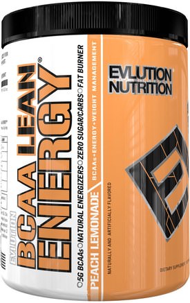 BCAA Lean Energy, Peach Lemonade, 13.3 oz (378 g) by EVLution Nutrition-Sport, Kosttillskott, Bcaa (Förgrenad Aminosyra)