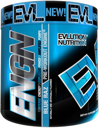 ENGN Pre-Workout, Blue Raz, 8.9 oz (252 g) by EVLution Nutrition-Sport, Träning, Muskel
