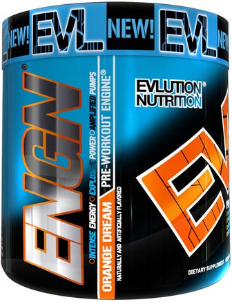 ENGN Pre-Workout, Orange Dream, 8.7 oz (246 g) by EVLution Nutrition-Sport, Träning, Muskel