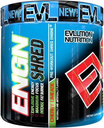 ENGN Shred, Cherry Limeade Pre-Workout, 8.1 oz (231 g) by EVLution Nutrition-Hälsa, Energi, Sport